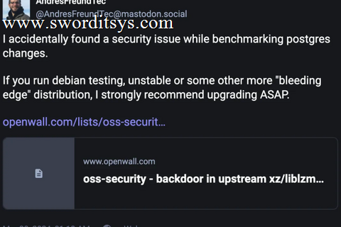 liblzma/xz库被植入后门 (CVE-2024-3094) 影响SSH事件